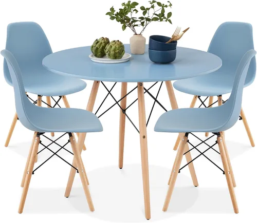 Best Choice Products Juego de 5 piezas para comedor, juego compacto de mesa y sillas de estilo moderno de mediados de siglo para el hogar,