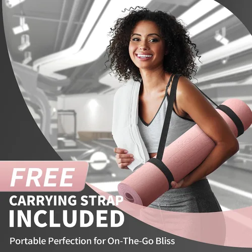 Miniatura 8 de CAMBIVO Tapete de yoga para mujeres, hombres y niños, 1/3, 1/4 y 2/5 pulgadas, extra grueso, antideslizante, 72 x 24 pulgadas, tapete de yoga de Rosa