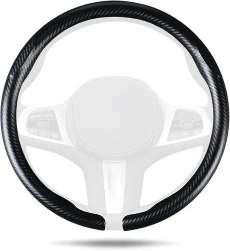 Miniatura 9 de Aimato Funda ultrafina para volante de automóvil, microfibra cómoda y transpirable, ajuste universal para la mayoría de los automóviles, color negro
