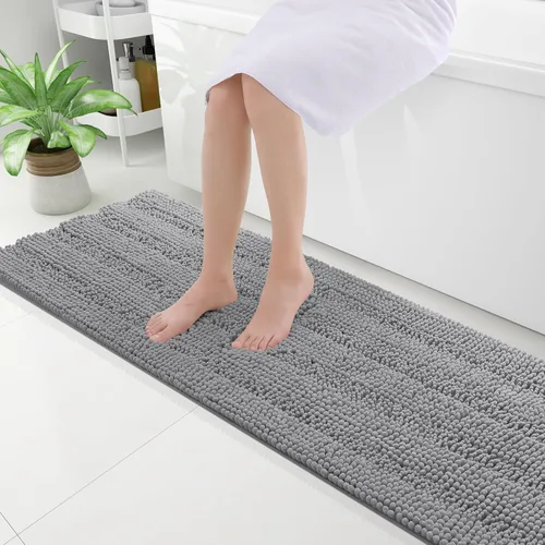 Miniatura 227 de Grandaily Alfombras de baño de felpilla a rayas de 24 x 16 pulgadas, extra gruesas y suaves, absorbentes, parte trasera de goma, alfombra de ducha