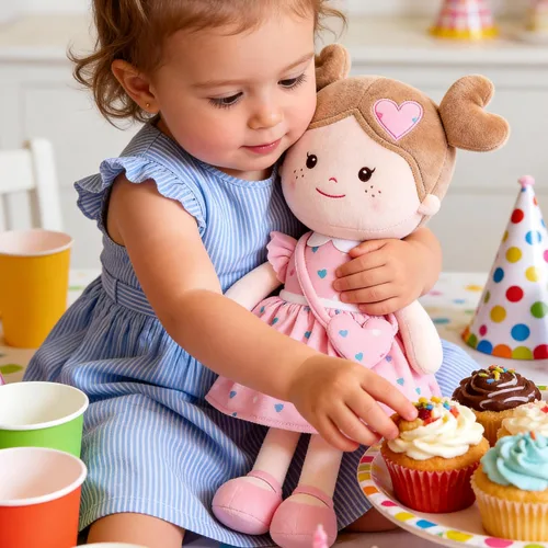 Miniatura 6 de Onetoo First Baby Dolls - Muñeco de trapo de felpa suave para niñas, para dormir, para acurrucarse, con vestido rosa, 14 pulgadas Rosa Amor