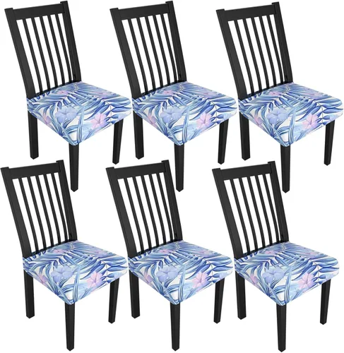 Miniatura 21 de Juego de 4 fundas elásticas para sillas de comedor, fundas para sillas de comedor con estampado floral, fundas para asientos de sillas con estampado
