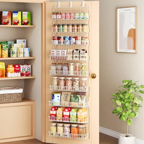 Miniatura 6 de JKsmart Organizador de especias de 9 niveles con gancho para puerta, montaje en pared y capacidad extra grande para despensa – Diseño elegante