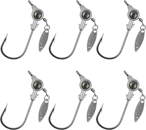 Miniatura 12 de Juego de cabezas de plantilla de pesca, 15/20 piezas de anzuelos de cabeza de plantilla de pesca Underspin jig Heads Jig Hook Lure con cabeza