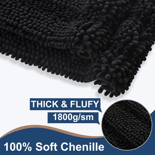 Miniatura 4 de FLOLEOPA Juego de 2 tapetes de baño de felpilla gruesa y peluda, antideslizantes, parte inferior de goma termofusible para baño, alfombras de baño