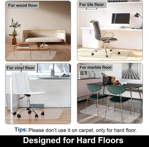Miniatura 2 de AiBOB Tapete para silla para suelo de madera dura, 36 x 48 pulgadas, tapete para silla de escritorio para suelos de madera y azulejos, tapetes