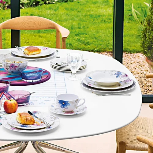 Miniatura 3 de Villeroy & Boch Mariefleur Gris Basic Breakfast - Plato redondo de porcelana premium con una decoración de flores juguetona, apto para lavavajillas