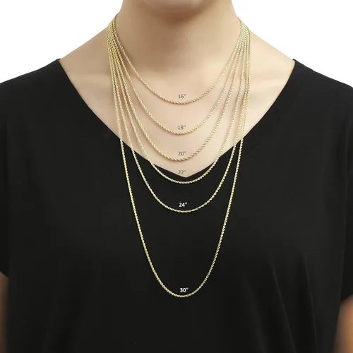 Miniatura 5 de Floreo 10k Yellow Gold 2mm Hollow Rope Chain Necklace with Lobster Claw Clasp