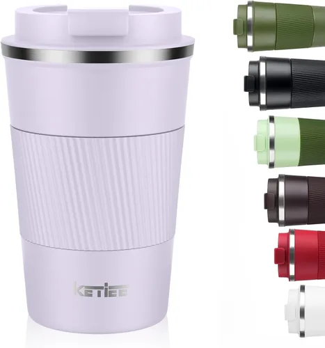 Miniatura 19 de KETIEE Taza de café de 12 oz: Taza de café con aislamiento al vacío y tapa a prueba de fugas, taza de viaje de acero inoxidable con doble pared