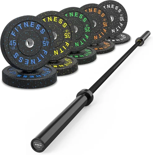 Miniatura 17 de HANDBODE Olympic High-Bounce Bumper Plates Bench Press Barbell Weights Set 2 - Inch, 10-55 lb Rubber Weight Sets for Home Gym, Strength Training