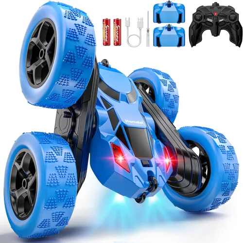 Miniatura 10 de Hamdol Coche de acrobacias a control remoto para niños de 6 a 12 años, auto de control remoto giratorio de 360° con luces LED, vehículo eléctrico