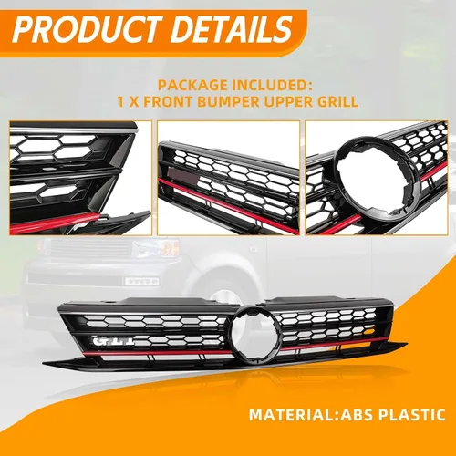Miniatura 2 de Ajuste 2015 2016 2017 2018 para Volkswagen Jetta cubierta delantera superior parachoques rejilla reemplazo cubierta VW frontal nido de abeja entrada