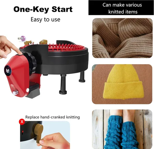 Miniatura 3 de Adaptador eléctrico para máquina de tejer Addi 46, Adaptador automático para máquina de ganchillo, Accesorios para máquina de tejer, Rojo