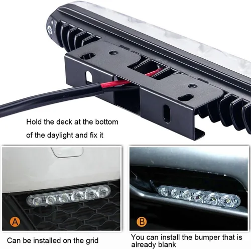 Miniatura 5 de Juego de 2 piezas de luces LED de alta potencia para conducción diurna, faros antiniebla LED para coche, ajuste universal Blanco