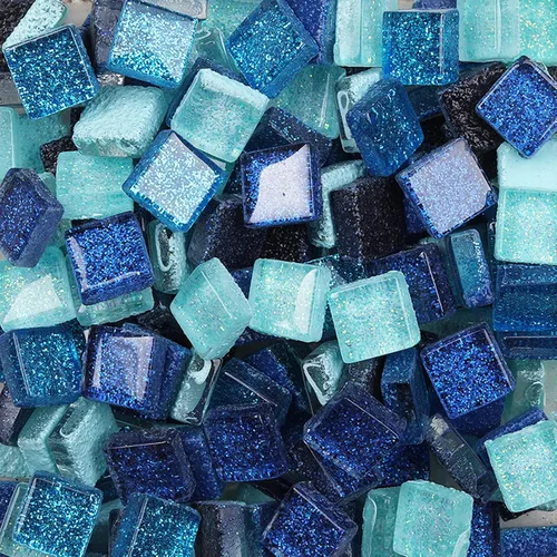 Miniatura 12 de Azulejos de mosaico de vidrio para manualidades, piezas de mosaico de forma cuadrada para suministros de manualidades