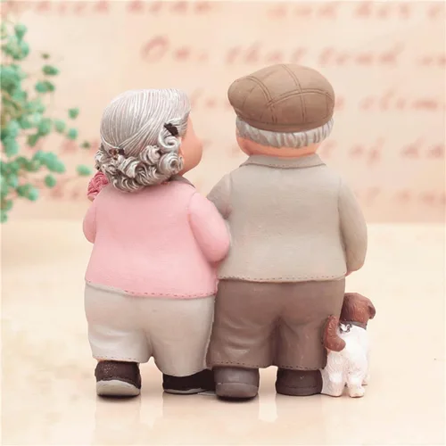 Miniatura 4 de Figuras amorosas para parejas mayores, 50 aniversario, matrimonio dorado, decoración de pasteles de boda, figuras de poliresina, coleccionables