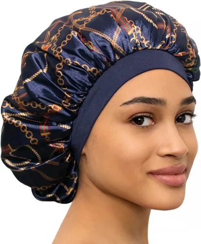 Miniatura 12 de CAPLORD Gorro de satén forrado para dormir, gorro de bambú para el cabello rizado natural para mujeres y hombres