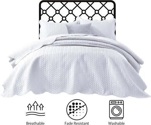 Miniatura 250 de MOONLIGHT20015 Juego de colchas individuales (68" x 86") – Paquete a granel de 10 al por mayor para hoteles, dormitorios de invitados y Airbnbs