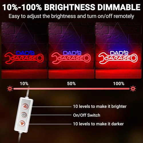 Miniatura 5 de Dad’s Garage Neon Sign, LED Garages Wall Decor for Man Cave Workshop, Gifts for Husband Dad Father Men, Red Blue