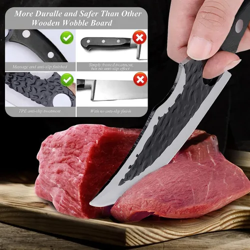 Miniatura 3 de Cuchillo de chef forjado a mano, cuchillo vikingo de 6 pulgadas con funda de cuero, cuchillo de cocina de acero japonés hecho a mano, cuchillo