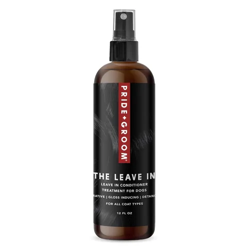 Pride and Groom The Leave in - Acondicionador y desenredante en aerosol para perros fabricado en Estados Unidos con ingredientes limpios y aroma