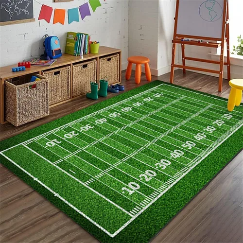 Alfombra deportiva, campo de fútbol verde, 4 x 5 pies, nailon, antideslizante, lavable