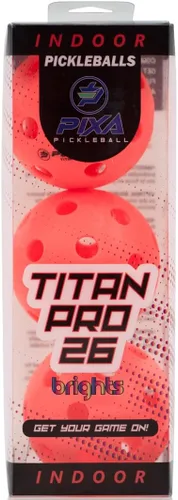 Miniatura 30 de PIXA Titan Pro 26 Pickleball para interiores, aprobado por USAPA, bolas de pickleball duraderas para interiores, rebote constante, vuelo suave, Rojo