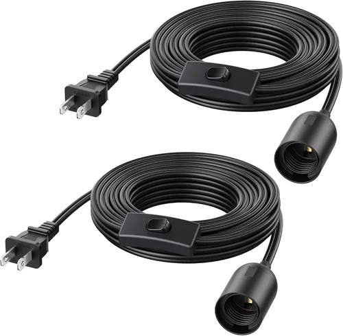 Miniatura 10 de Cable Matters Paquete de 2 cables de luz colgantes enchufables con interruptor, 8 pies, cable de luz colgante con enchufe de lámpara, color negro