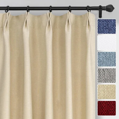 Miniatura 2 de DriftAway Cortinas opacas plisadas para dormitorio, con aislamiento térmico y textura para sala de estar, privacidad con pestaña trasera, juego de 2
