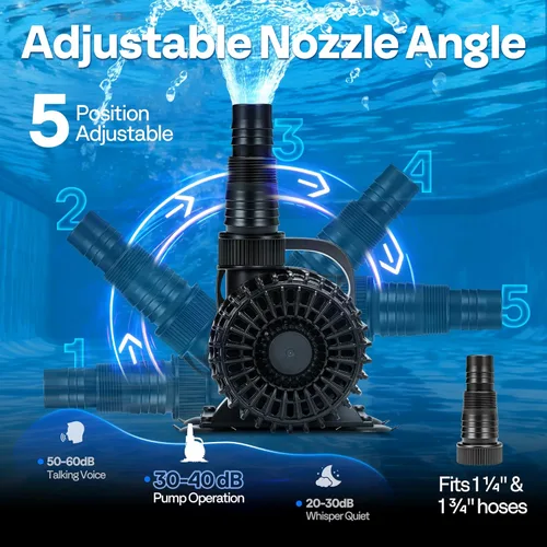 Miniatura 4 de VIVOHOME - Bomba de agua sumergible eléctrica de 310W y 5300 GPH para estanques de koi, piscinas, cascadas, fuentes, peceras y acuarios