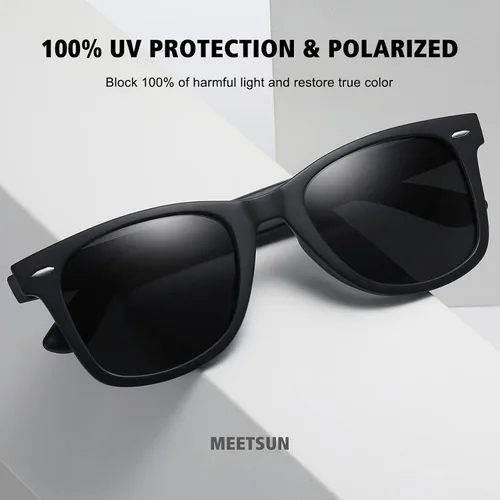 Miniatura 3 de MEETSUN Lentes de sol polarizados retro para mujeres y hombres, lentes de espejo clásicos para conducción, 100% protección UV (paquete de 3)
