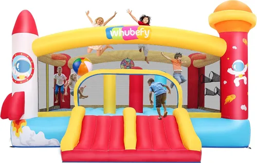 Whubefy Casa de rebote para niños grandes de 8 a 12 años, casa de salto de 13 x 11 pies con área de salto, aros de baloncesto, juego de pelota de