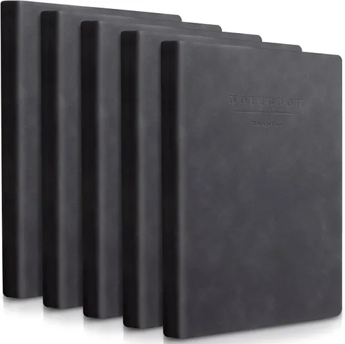 Miniatura 9 de SATINIOR - Paquete de 5 cuadernos A4 grandes, diario de 360 páginas, tapa dura de cuero suave, cuadernos con papel grueso rayado para escribir, Gris