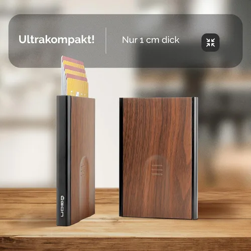 Miniatura 50 de ÖGON -DESIGNS- Tarjetero automático de aluminio, protección RFID contra fraude y desmagnetización, cartera delgada y minimalista para hombres