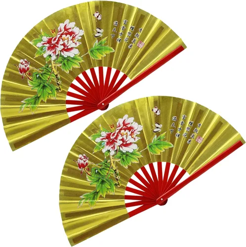 Miniatura 9 de ZooBoo Abanicos de mano derecha de bambú chino Taichi Kungfu ventilador de artes marciales deportes plegable ventilador de mano 13 pulgadas