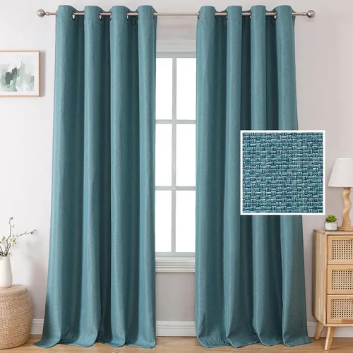 Miniatura 31 de H.VERSAILTEX Cortinas Opacas de Lino de 45 Pulgadas de Largo para Dormitorio/Sala de Estar con Aislamiento Térmico con Ojales, Cortinas con Textura