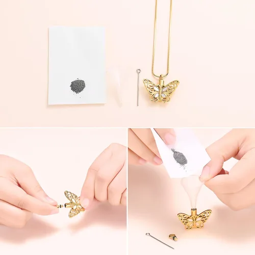 Miniatura 67 de Minicremation Joyas de cremación para cenizas – Collar conmemorativo de mariposa con colgante de urna para cenizas de seres queridos