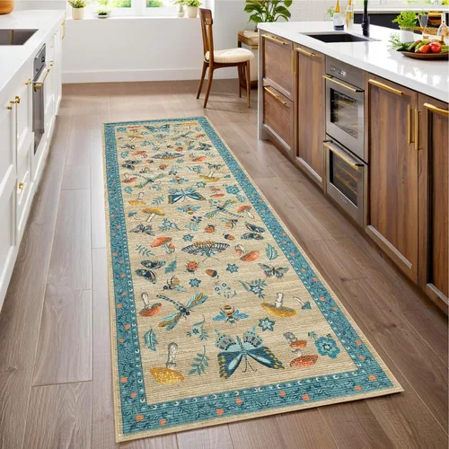 Miniatura 46 de ROYHOME - Alfombra con diseño de hongos e insectos, para pasillos, cocina o baño, antideslizante, lavable, suave, larga, 2 x 6, beige