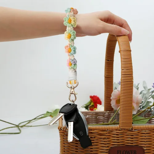Miniatura 2 de Poagoep Llavero bohemio hecho a mano, llavero de muñeca, llavero de muñeca para llaves, lindo llavero de margarita para mujer