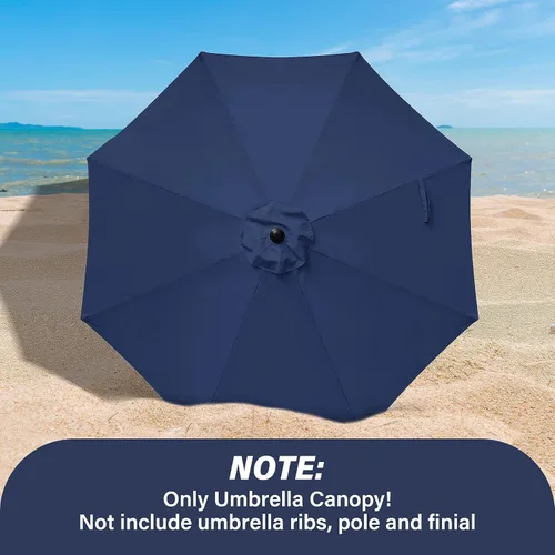 Miniatura 3 de YSSOA Toldo de repuesto para sombrilla de patio de 9 pies solo para 8 varillas, color azul oscuro
