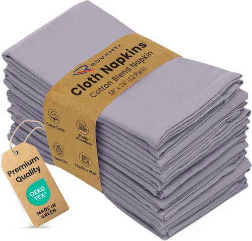 Miniatura 26 de Ruvanti - Juego de 4 servilletas de tela de 45x45 centímetros, lavables, suaves, duraderas, absorbentes, mezcla de algodón. Servilletas de mesa