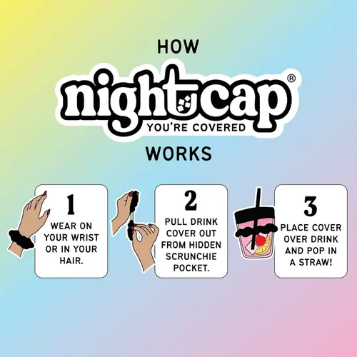 Miniatura 5 de Nightcap Coletero Cubrevasos - El Coletero Reutilizable para Prevención de Adulteración de Bebidas Como se Vio en Shark Tank Negro