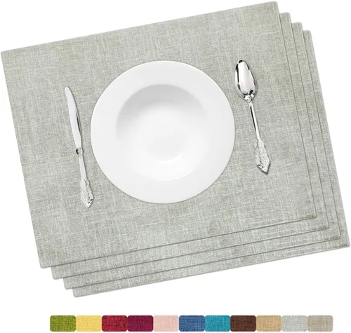 Juego de 4 manteles individuales lavables para fiestas, elegantes manteles individuales para mesa de cocina, juego de 4 manteles individuales de