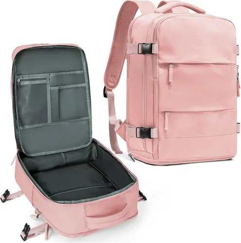 Miniatura 65 de coowoz Mochila grande de viaje para mujeres y hombres, mochila de transporte, mochila para senderismo impermeable, mochila deportiva para Rosa
