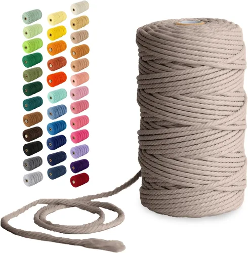 Miniatura 89 de Nook Theory - Cuerda de macramé de 3 mm, 220 yardas de cuerda de algodón, hilo de 4 mm y 5 mm, cuerda para manualidades, perfecta para colgantes
