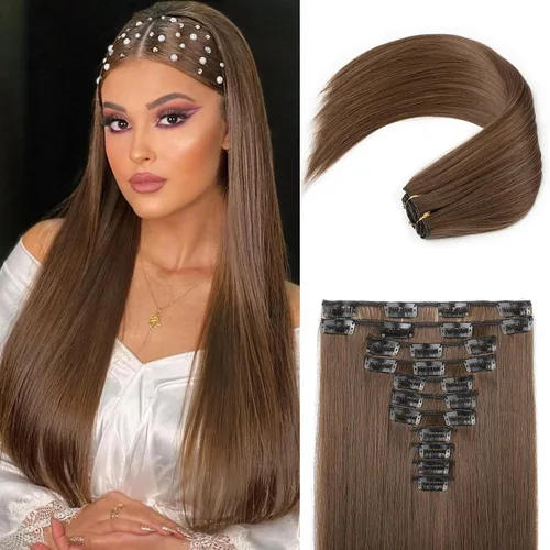 Miniatura 29 de REECHO Extensiones de cabello, 11 piezas de extensiones de cabello con clip de 24 pulgadas de largo, lacio, HE005, extensiones sintéticas naturales