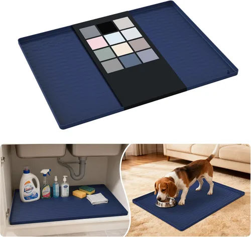 Miniatura 88 de URMONA Tapete de silicona impermeable para debajo del fregadero, 34 x 22 pulgadas, forro para estante de cocina y baño, protector de gabinetes