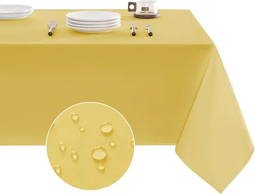 Miniatura 18 de Veblandy Mantel rectangular impermeable, a prueba de derrames, sin arrugas, mantel lavable, decoración de mesa de cocina, comedor, mantel de tela