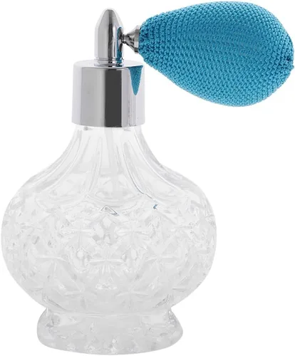 Botella de perfume vintage de 3.4 fl oz para mujer, atomizador de spray corto recargable herramienta de maquillaje de vidrio vacío (azul)