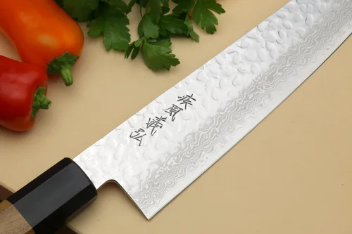 Miniatura 4 de Yoshihiro VG-10 Cuchillo de chef japonés Gyuto de Damasco martillado de 46 capas (mango de ambrosía octogonal) (7 pulgadas (7.087 in)